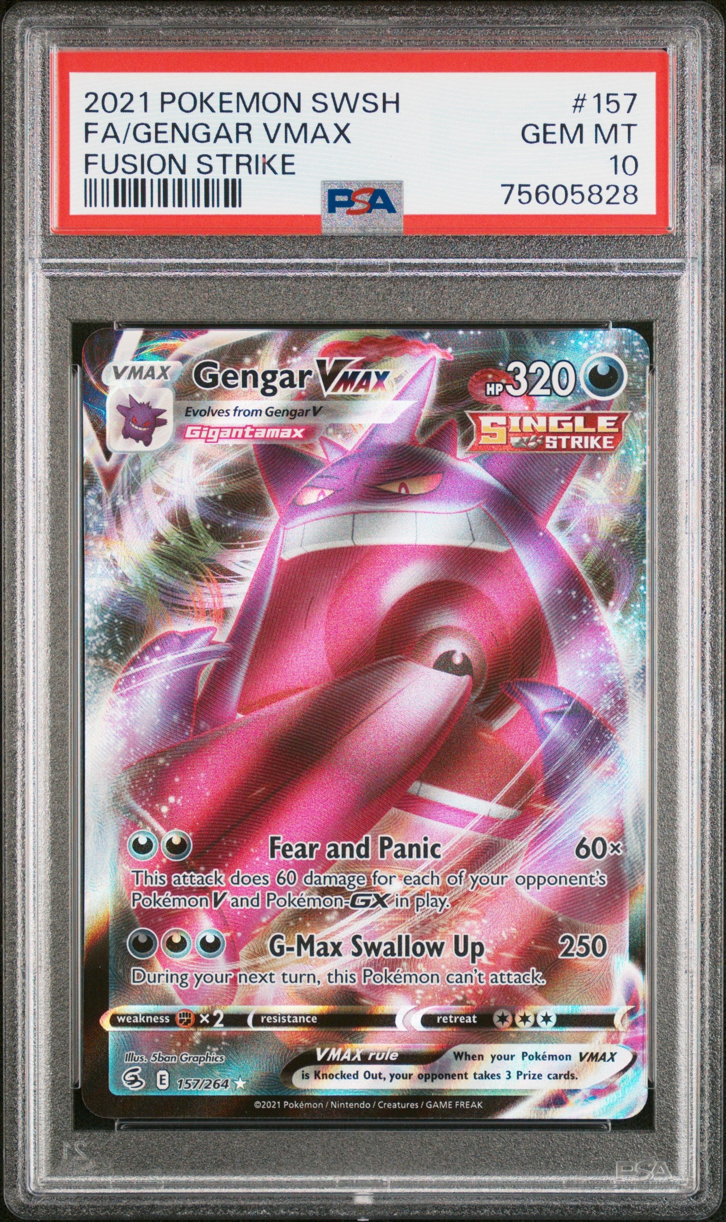 PSA GEM MT 10 - 2021 POKEMON SWORD & SHIELD FUSION STRIKE #157 FA/GENGAR VMAX FUSION STRIKE - PokéBox Australia