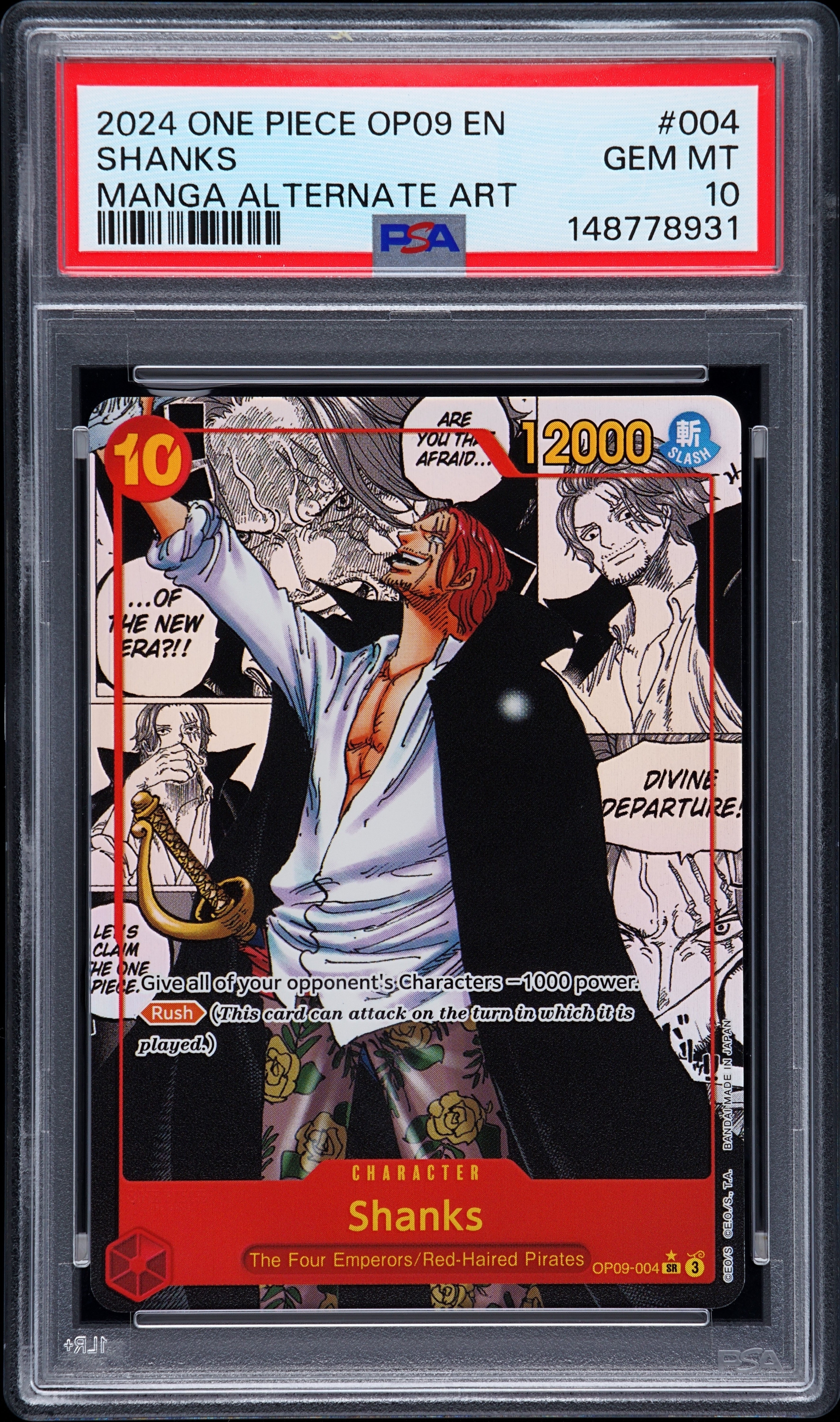 PSA GEM MT 10 - SHANKS MANGA ALTERNATE ART 2024 ONE PIECE OP09-EMPERORS IN THE NEW WORLD - PokéBox Australia