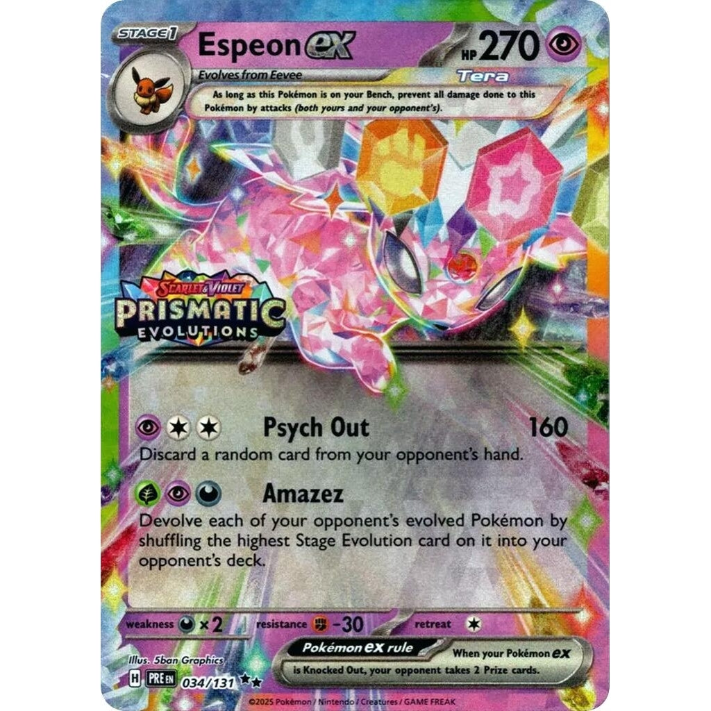 Espeon ex - 034/131 (Prismatic Evolutions Stamp) (034/131) (Miscellaneous Cards & Products) - PokéBox Australia