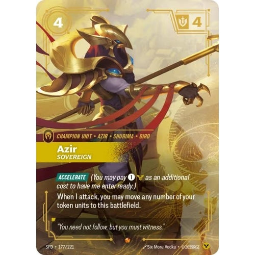 Image for Azir - Sovereign (177/221) (Spiritforged) - Riftbound: League of Legends Trading Card Game