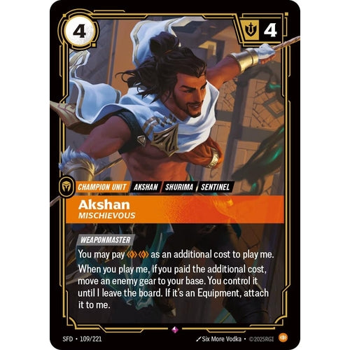 Image for Akshan - Mischievous (109/221) (Spiritforged) - Riftbound: League of Legends Trading Card Game