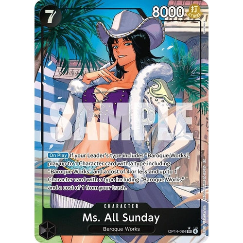 Image for Ms. All Sunday (Alternate Art) (OP14-084) (The Azure Sea's Seven) - One Piece Card Game