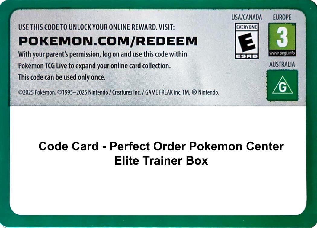 Image for Code Card - Perfect Order Pokemon Center Elite Trainer Box (ME03: Perfect Order) (POR) - Pokemon