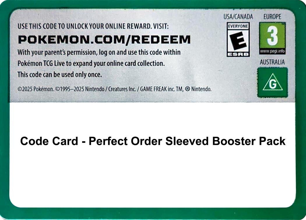 Image for Code Card - Perfect Order Sleeved Booster Pack (ME03: Perfect Order) (POR) - Pokemon