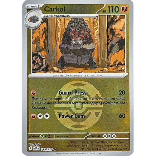 Image for Carkol (Dusk Ball) (119/217) (ME: Ascended Heroes) - Pokemon