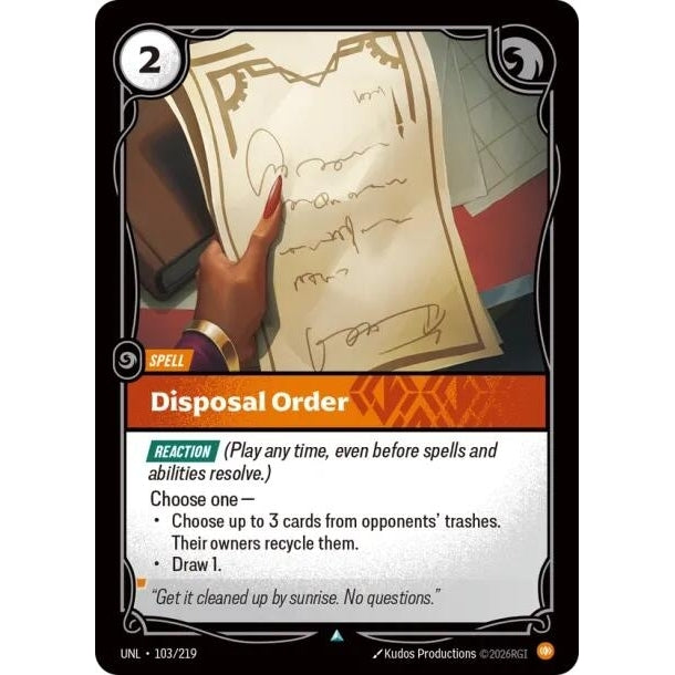 Image for Disposal Order (103/219) (Unleashed) - Riftbound: League of Legends Trading Card Game
