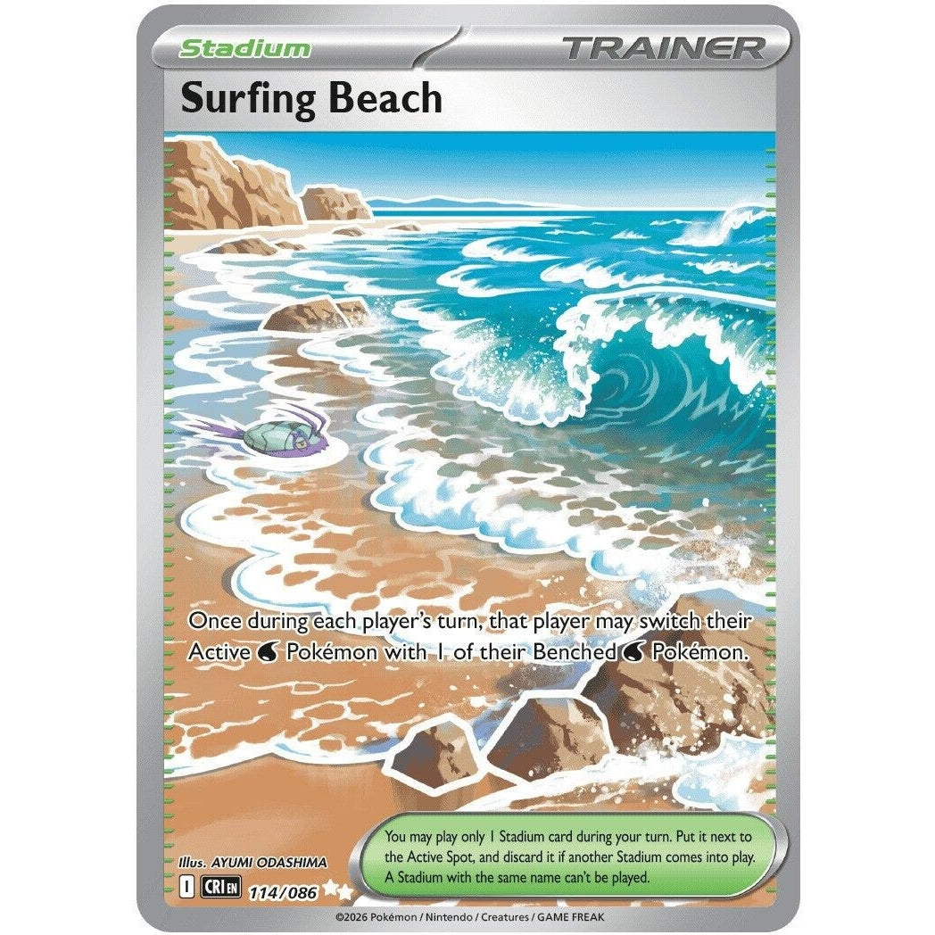 Image for Surfing Beach (114/086) (ME04: Chaos Rising) - Pokemon