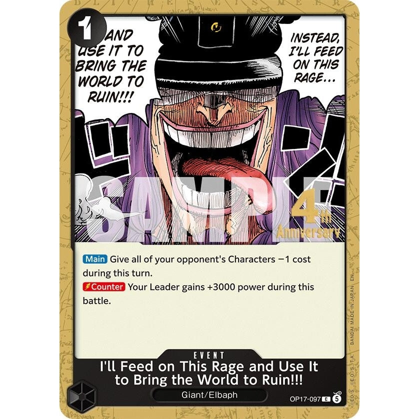 I'll Feed on This Rage and Use It to Bring the World to Ruin!!! (OP17-097) (The World's Strongest Warriors Release Event Cards) - PokéBox Australia