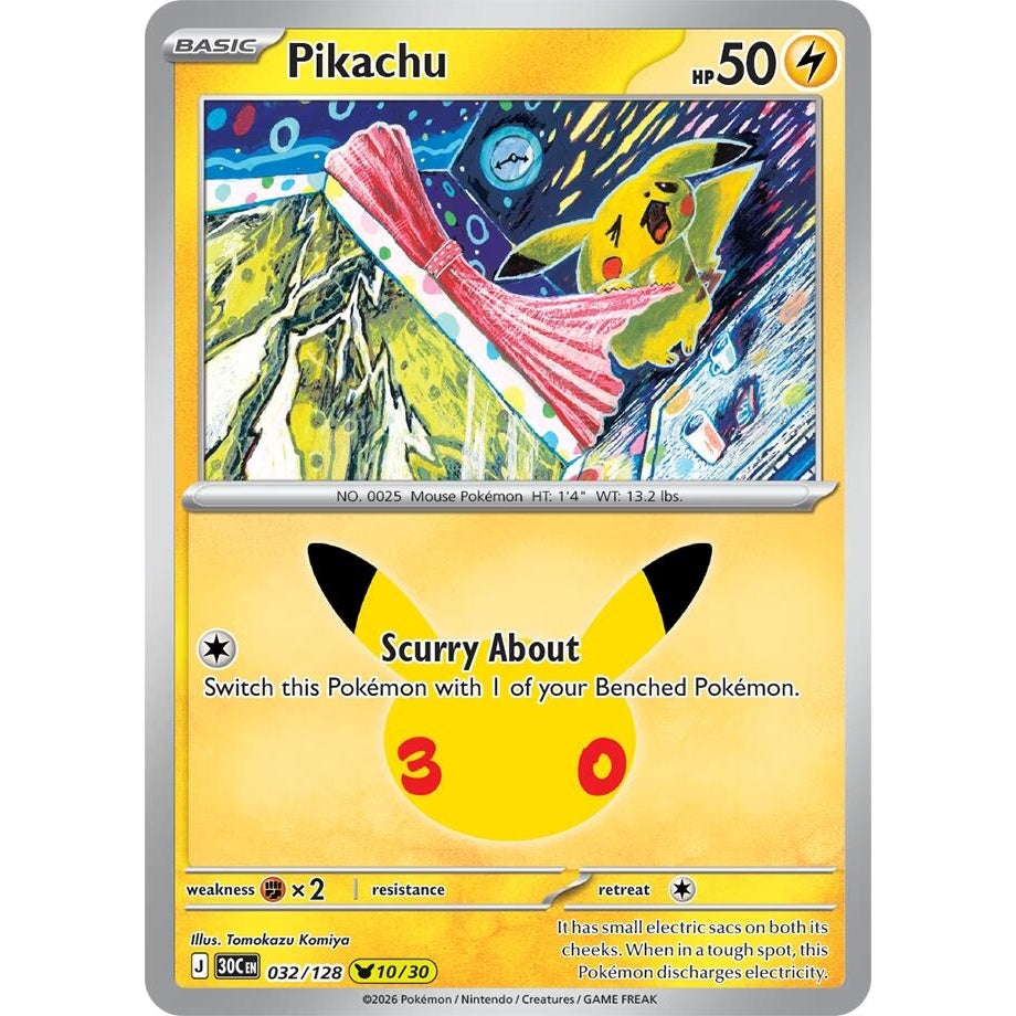 Image for Pikachu (032/128) (ME: 30th Celebration) (30C) - Pokemon