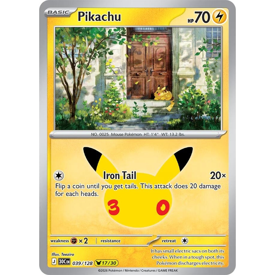 Image for Pikachu (039/128) (ME: 30th Celebration) (30C) - Pokemon
