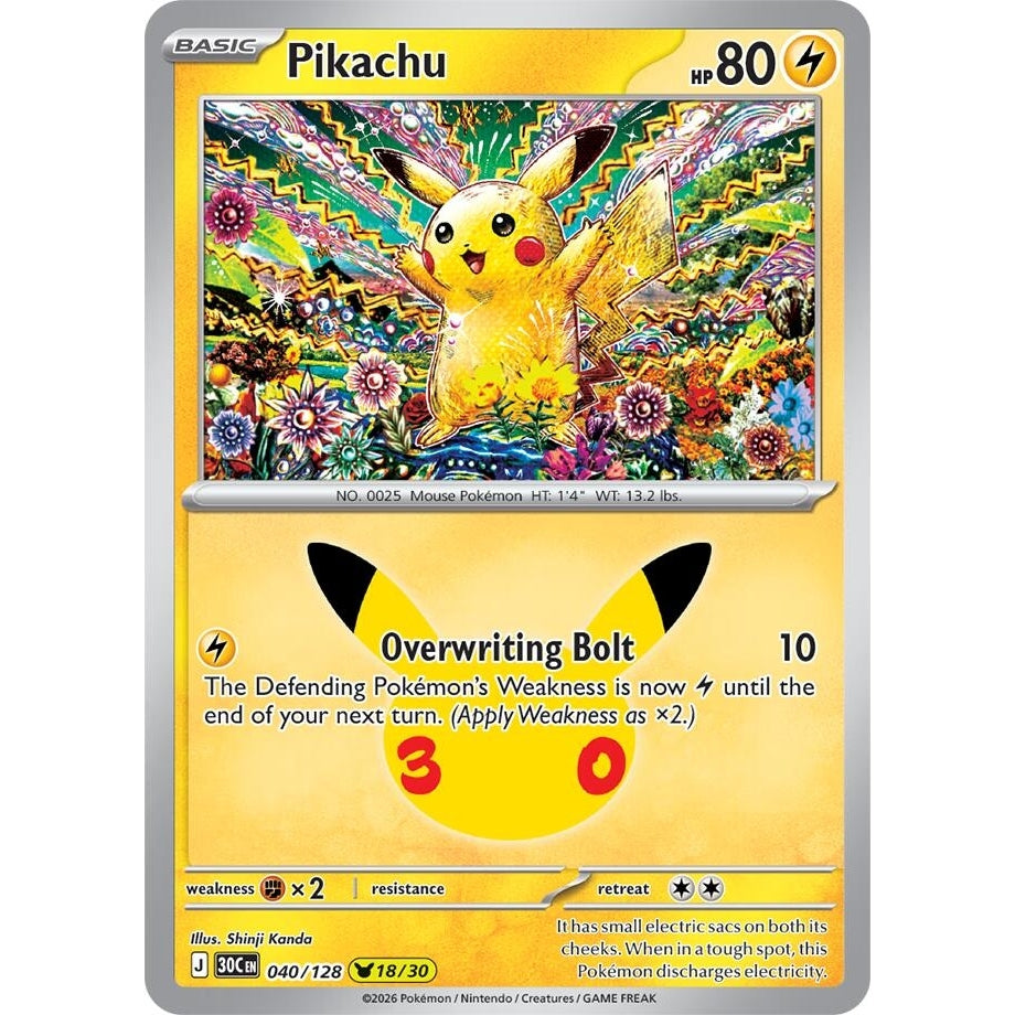 Image for Pikachu (040/128) (ME: 30th Celebration) (30C) - Pokemon