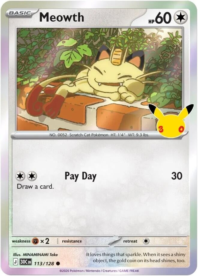 Image for Meowth (113/128) (ME: 30th Celebration) (30C) - Pokemon