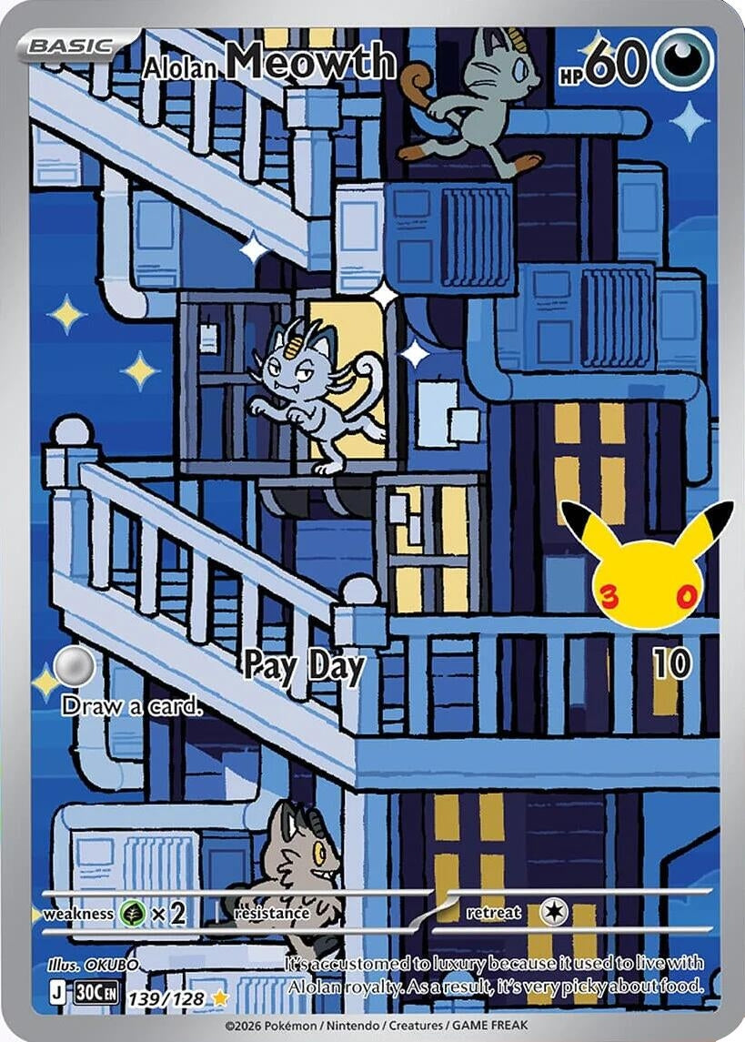 Image for Alolan Meowth (139/128) (ME: 30th Celebration) (30C) - Pokemon