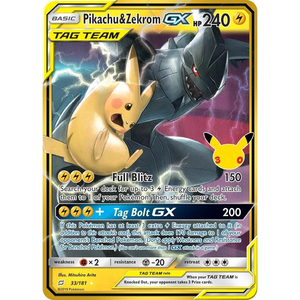 Image for Pikachu & Zekrom GX (33/181) (ME: 30th Celebration Classic Collection) (30C) - Pokemon