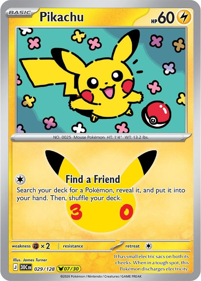 Image for Pikachu (029/128) (ME: 30th Celebration) (30C) - Pokemon