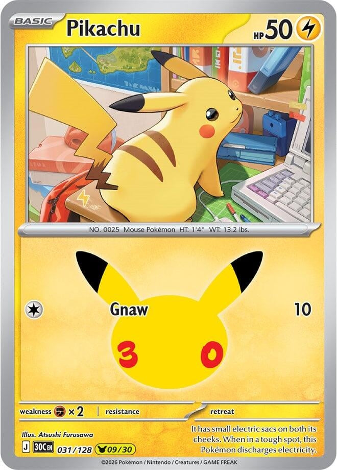 Image for Pikachu (031/128) (ME: 30th Celebration) (30C) - Pokemon