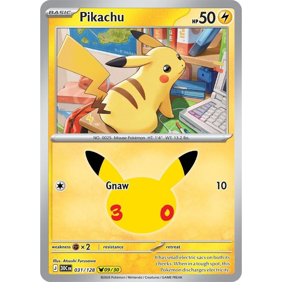 Image for Pikachu (031/128) (ME: 30th Celebration) (30C) - Pokemon