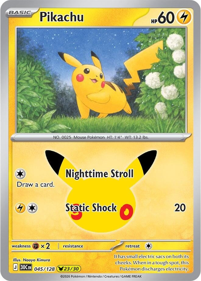 Image for Pikachu (045/128) (ME: 30th Celebration) (30C) - Pokemon
