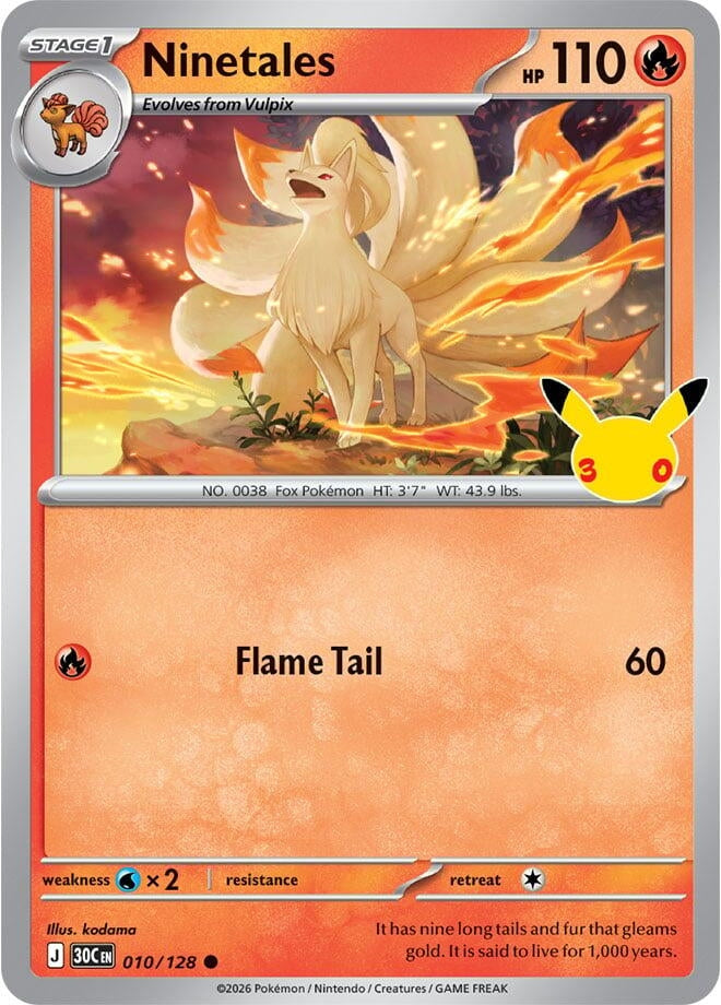 Image for Ninetales (010/128) (ME: 30th Celebration) (30C) - Pokemon