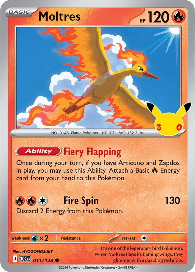 Image for Moltres (011/128) (ME: 30th Celebration) (30C) - Pokemon