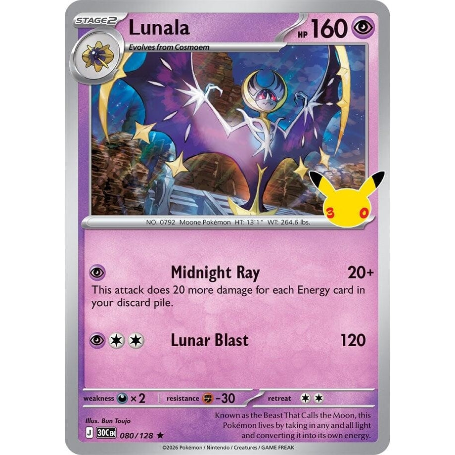 Image for Lunala (080/128) (ME: 30th Celebration) (30C) - Pokemon