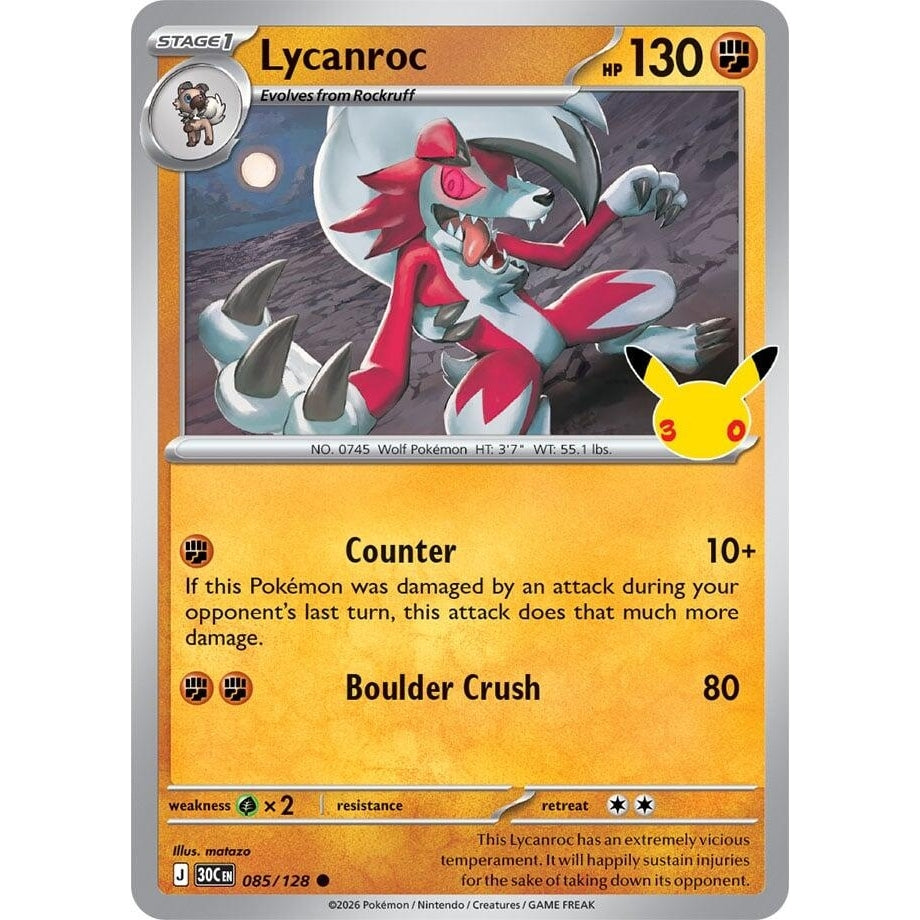 Image for Lycanroc (085/128) (ME: 30th Celebration) (30C) - Pokemon