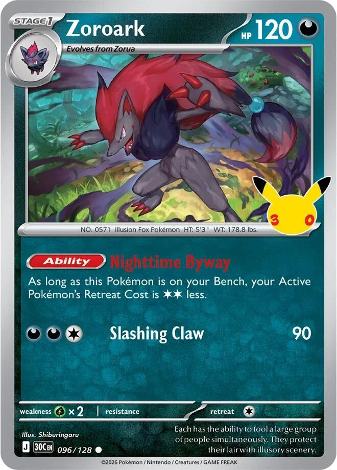 Image for Zoroark (096/128) (ME: 30th Celebration) (30C) - Pokemon