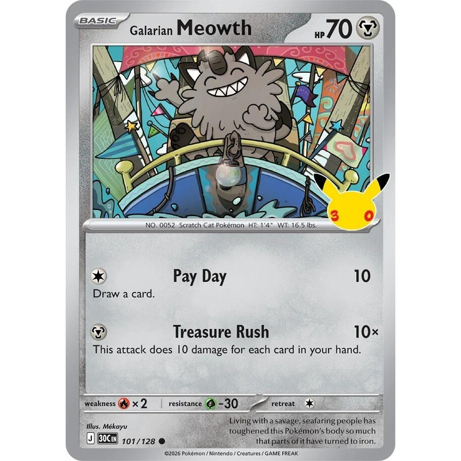 Image for Galarian Meowth (101/128) (ME: 30th Celebration) (30C) - Pokemon