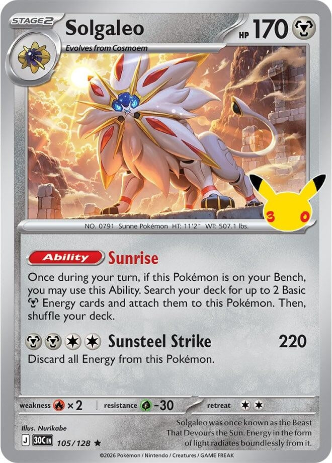Image for Solgaleo (105/128) (ME: 30th Celebration) (30C) - Pokemon