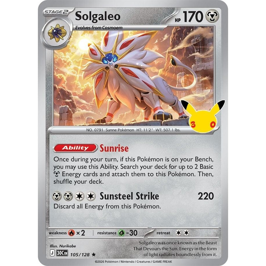 Image for Solgaleo (105/128) (ME: 30th Celebration) (30C) - Pokemon