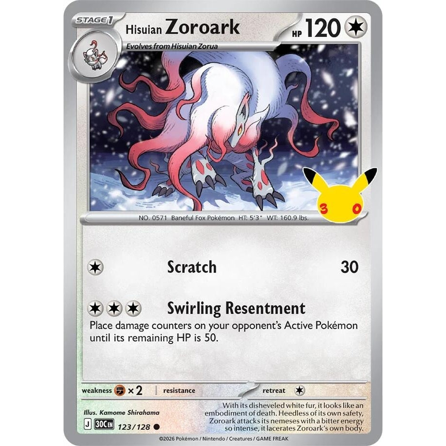 Image for Hisuian Zoroark (123/128) (ME: 30th Celebration) (30C) - Pokemon