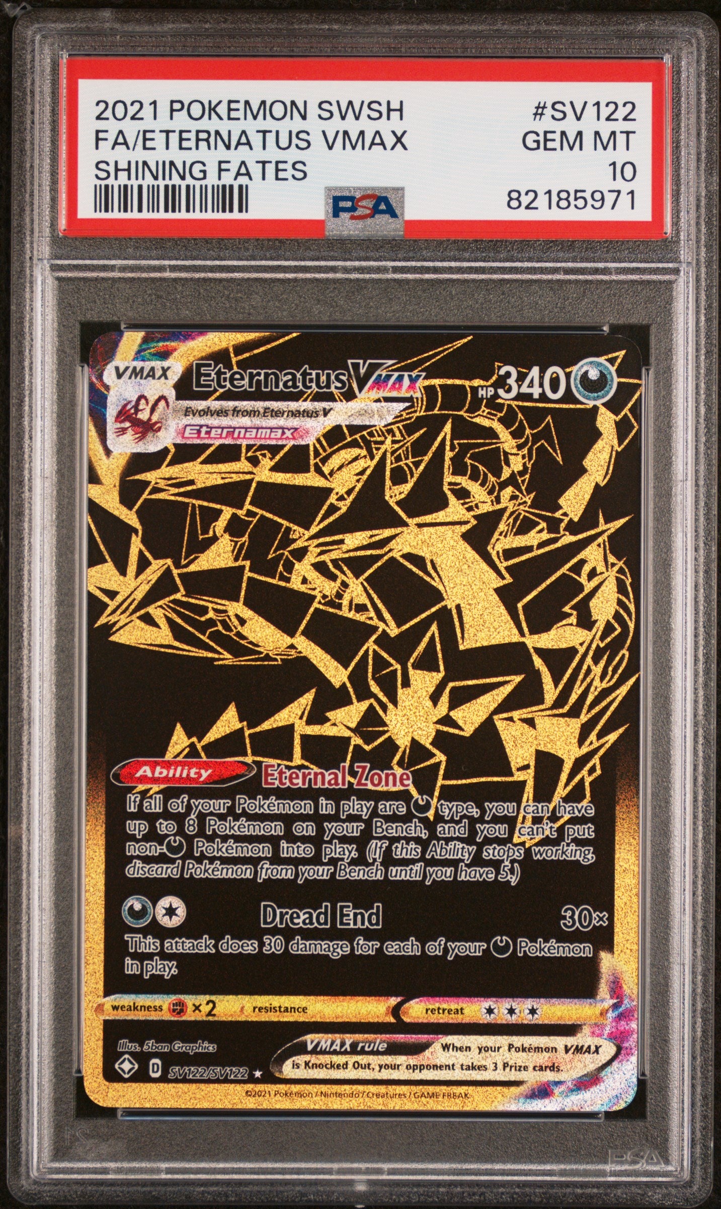 PSA GEM MT 10 - 2021 POKEMON SWORD & SHIELD SHINING FATES #SV122 FA/ETERNATUS VMAX SHINING FATES - PokéBox Australia