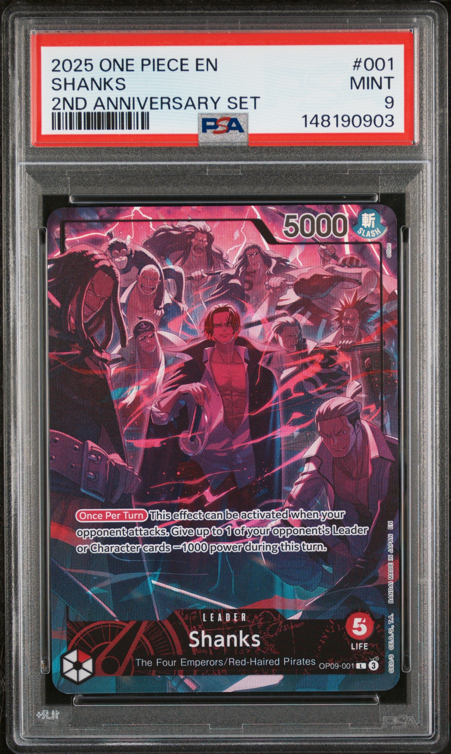 PSA MINT 9 - 2025 ONE PIECE ENGLISH VERSION 2ND ANNIVERSARY SET #001 SHANKS - PokéBox Australia