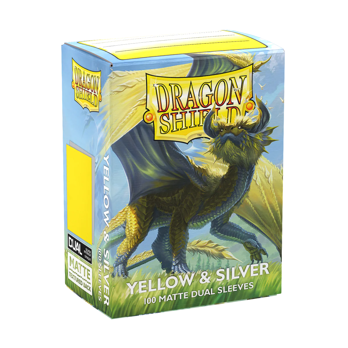 Dragon Shield: Sleeves – Matte Dual – Yellow & Silver - PokéBox Australia