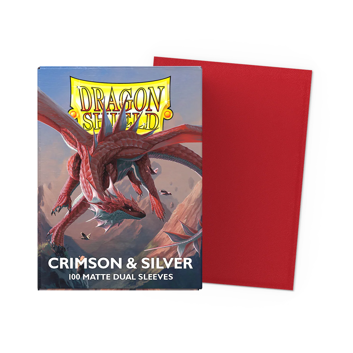 Dragon Shield: Sleeves – Matte Dual – Crimson & Silver - PokéBox Australia