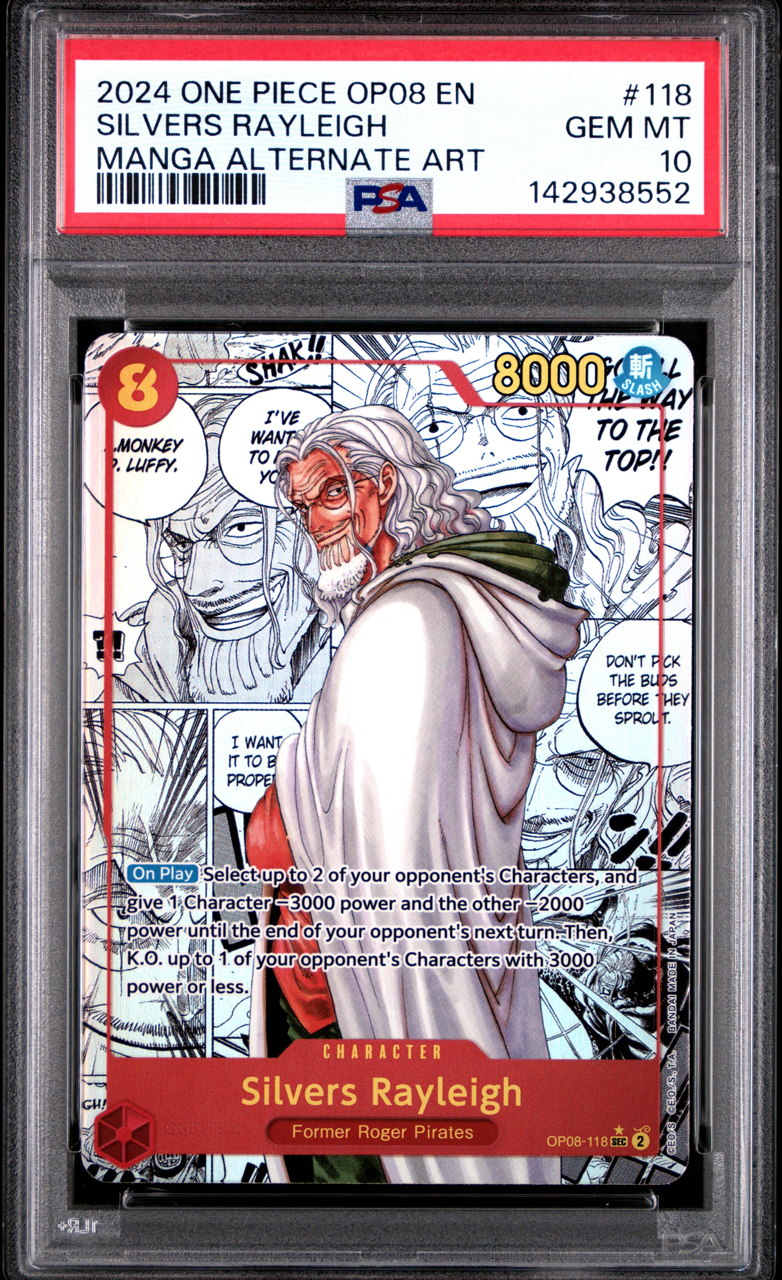 PSA GEM MT 10 - 2024 ONE PIECE OP08-TWO LEGENDS #118 SILVERS RAYLEIGH MANGA ALTERNATE ART - PokéBox Australia