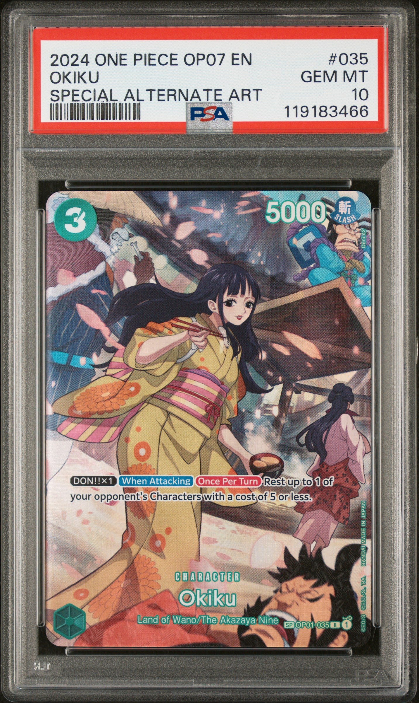 PSA GEM MT 10 - OKIKU SPECIAL ALTERNATE ART 2024 ONE PIECE OP07-500 YEARS IN THE FUTURE - PokéBox Australia