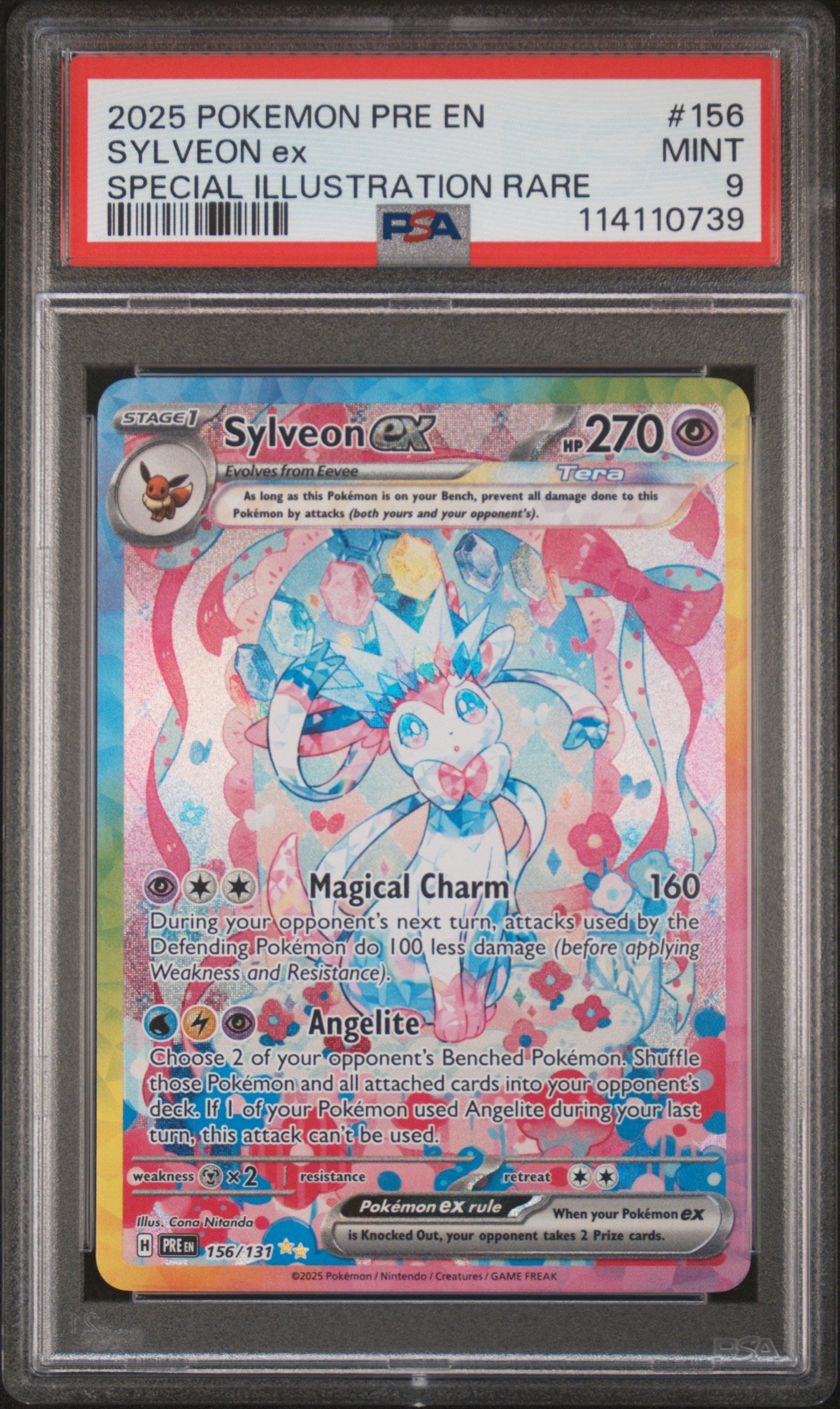 PSA MINT 9 - 2025 POKEMON PRE EN-PRISMATIC EVOLUTIONS #156 SYLVEON ex SPECIAL ILLUSTRATION RARE - PokéBox Australia