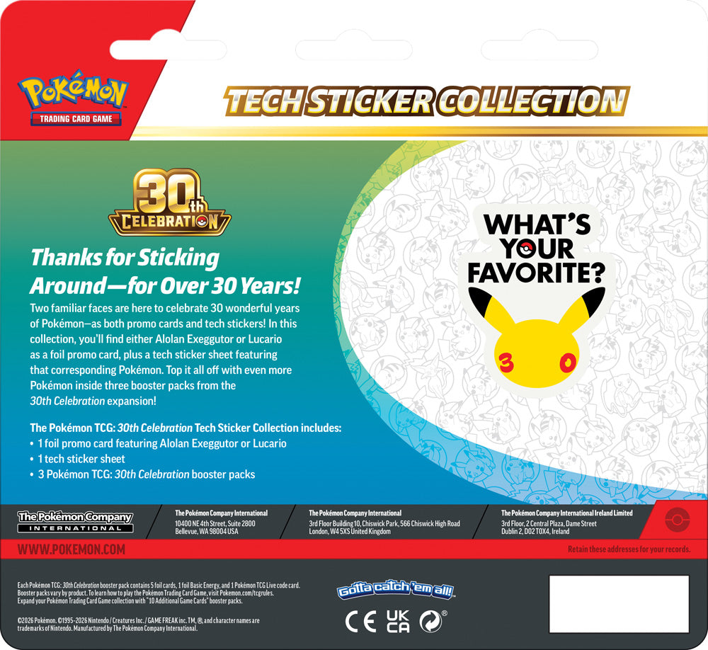 Pokémon TCG: 30th Celebration Tech Sticker Collection (Assorted)