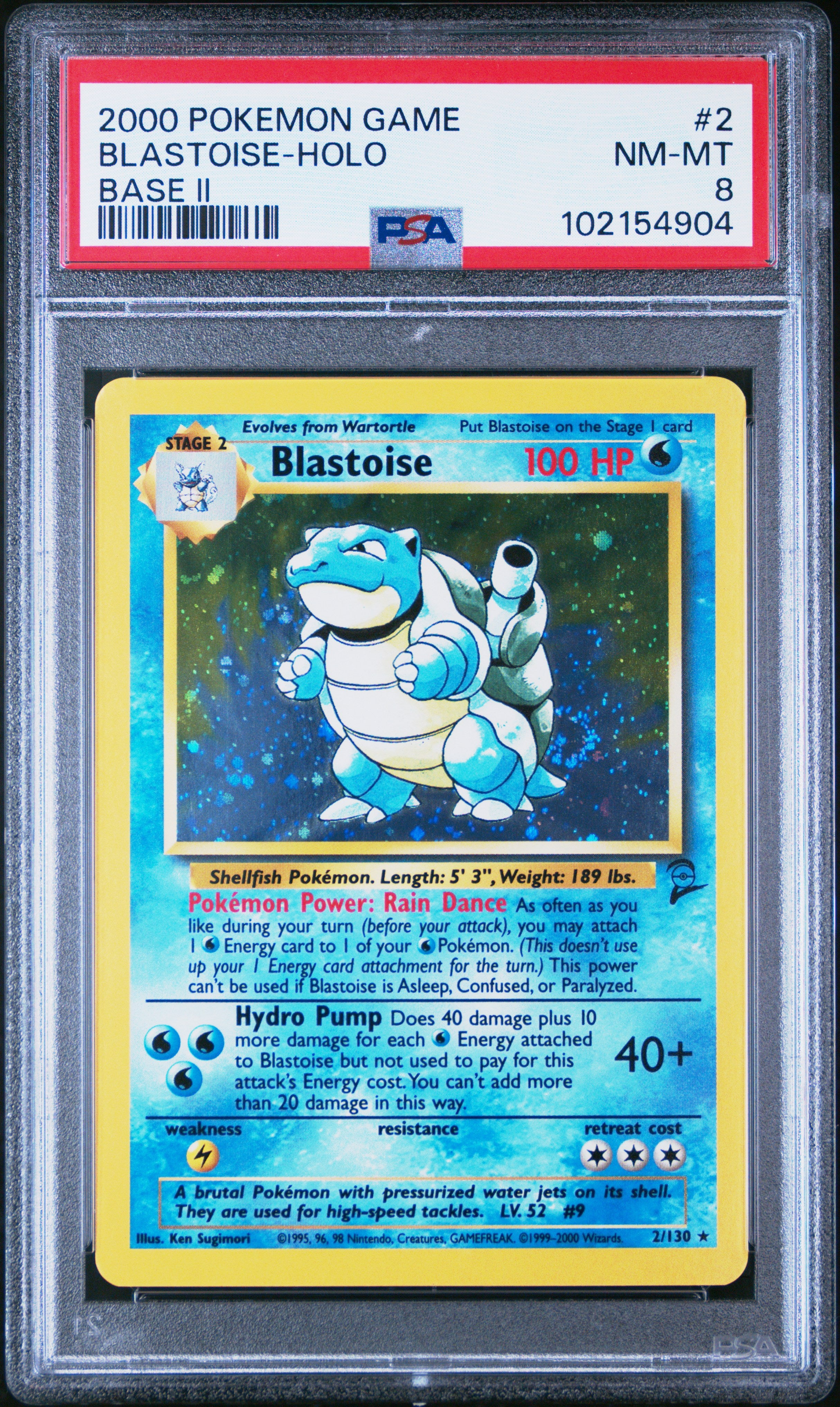 PSA NM-MT 8 - 2000 POKEMON GAME BASE II #2 BLASTOISE-HOLO - PokéBox Australia