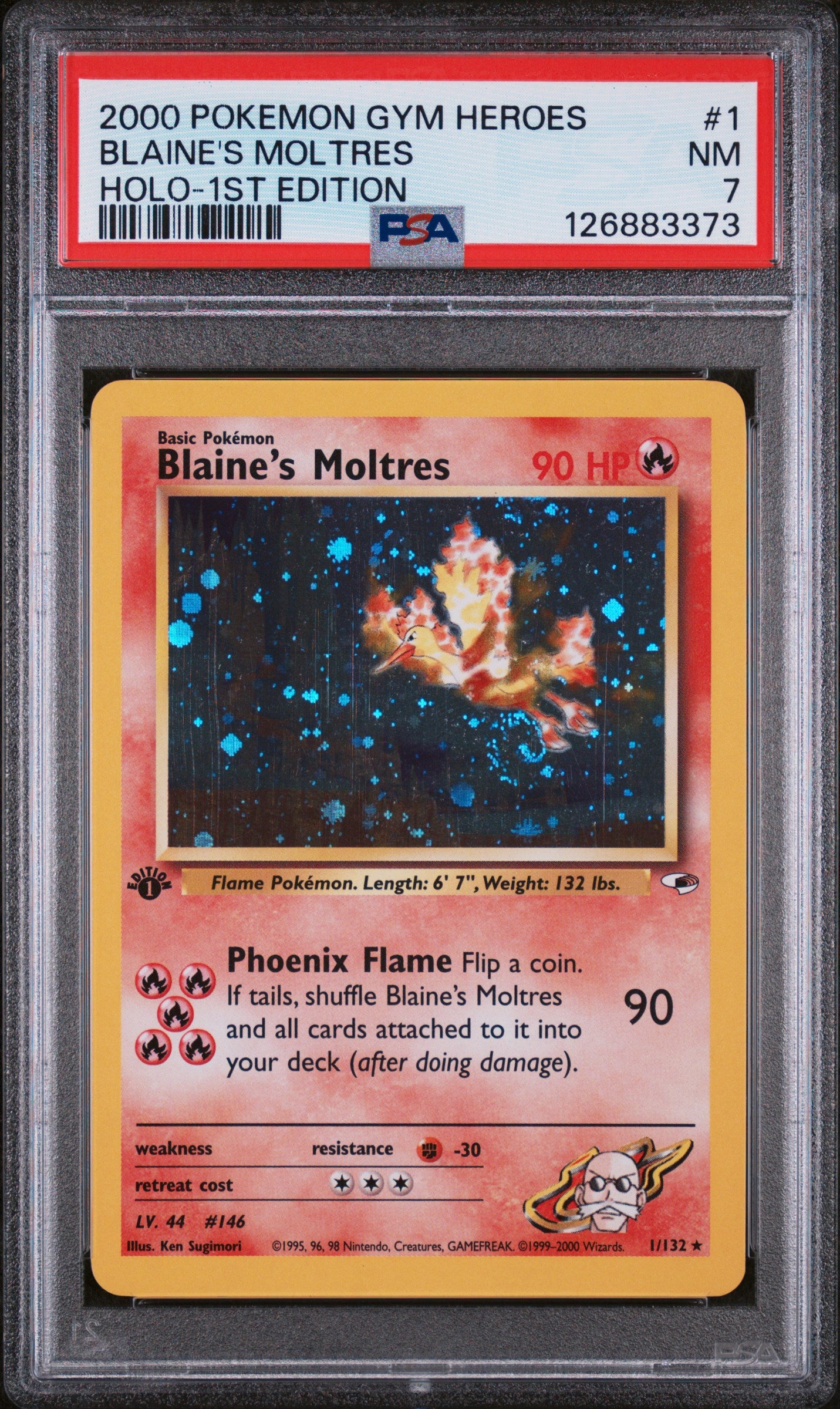 PSA NM 7 - 2000 POKEMON GYM HEROES #1 BLAINE'S MOLTRES HOLO-1ST EDITION - PokéBox Australia