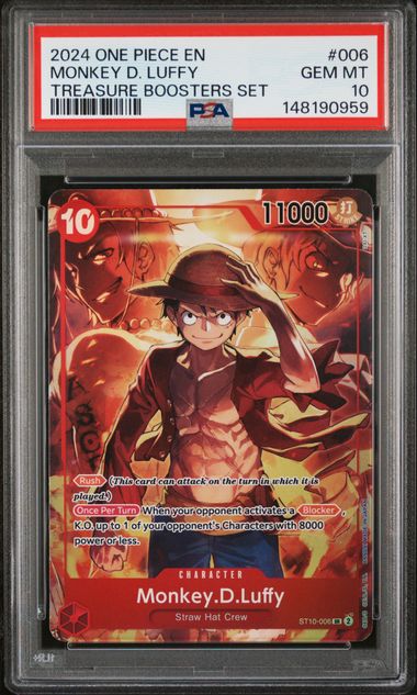PSA GEM MT 10 - 2024 ONE PIECE PROMOS #006 MONKEY D. LUFFY TREASURE BOOSTERS SET - PokéBox Australia