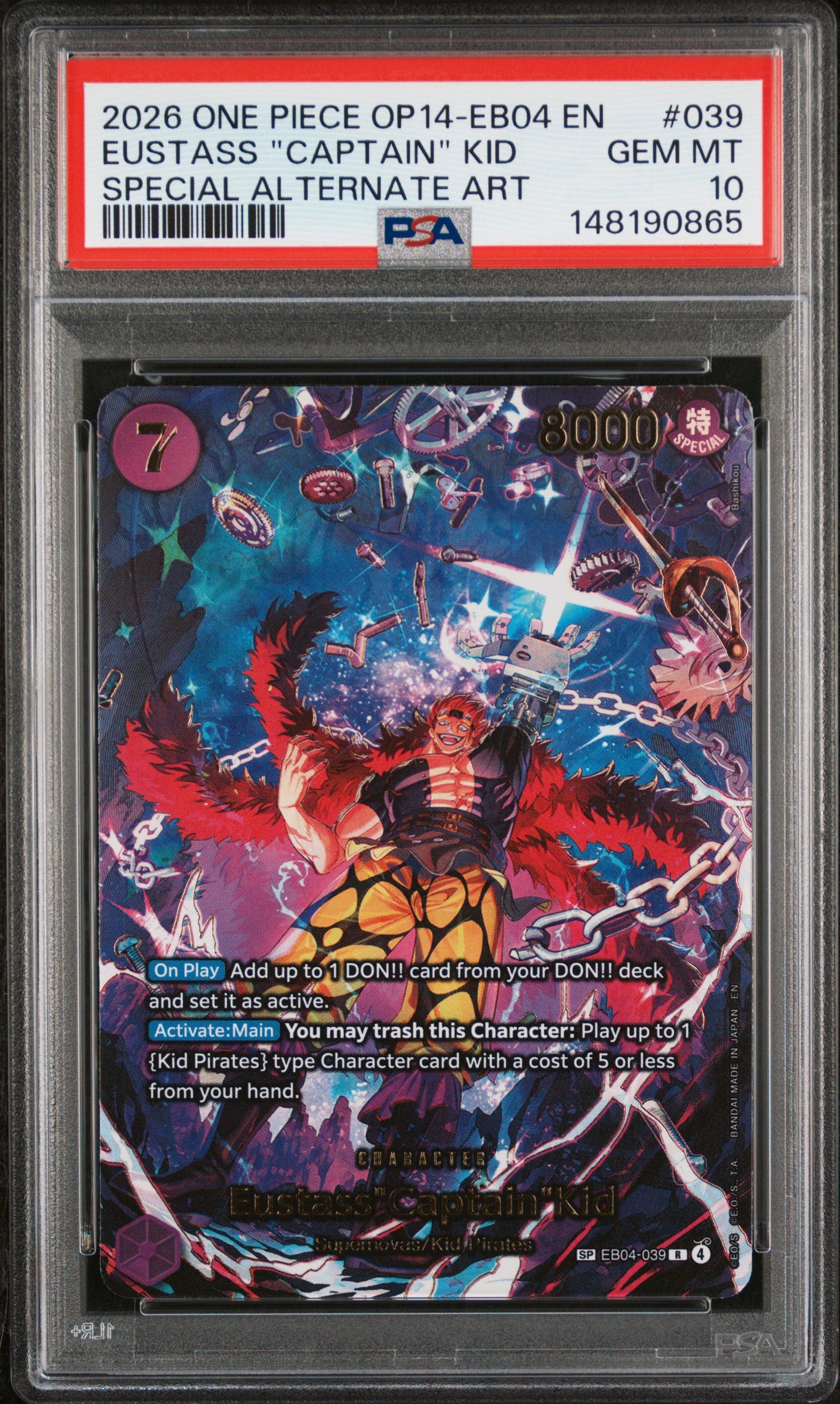 PSA GEM MT 10 - 2026 ONE PIECE OP14-EB04-THE AZURE SEA'S SEVEN #039 EUSTASS "CAPTAIN" KID SPECIAL ALTERNATE ART - PokéBox Australia