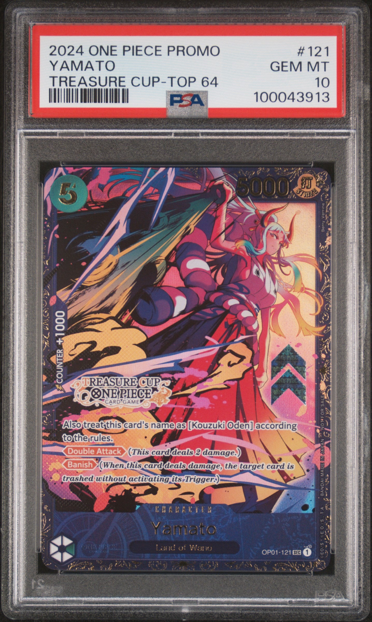 PSA GEM MT 10 - 2024 ONE PIECE PROMOS #121 YAMATO TREASURE CUP-TOP 64 - PokéBox Australia