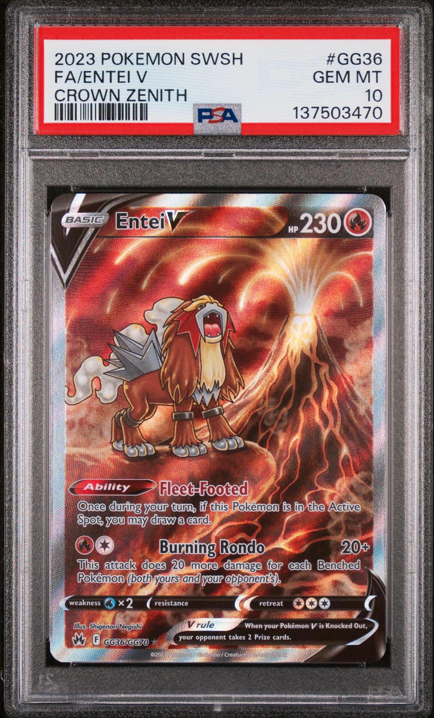 PSA GEM MT 10 - FA/ENTEI V CROWN ZENITH 2023 POKEMON SWORD AND SHIELD CROWN ZENITH - PokéBox Australia