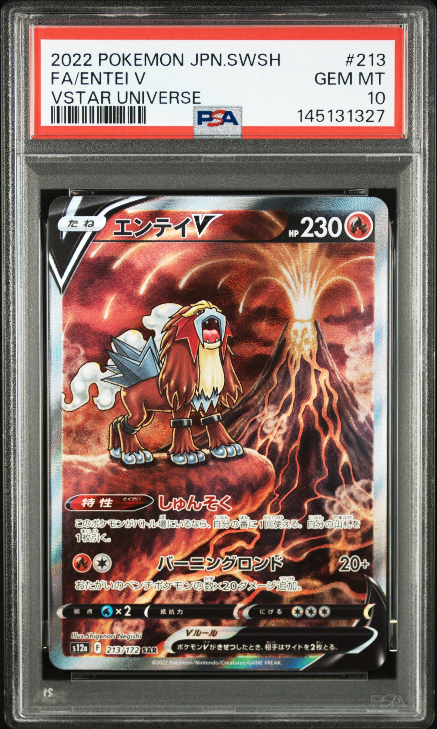 PSA GEM MT 10 - 2022 POKEMON JAPANESE SWORD & SHIELD VSTAR UNIVERSE #213 FA/ENTEI V VSTAR UNIVERSE - PokéBox Australia