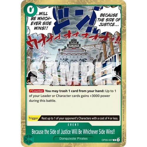 Because the Side of Justice Will Be Whichever Side Wins!! (Reprint) (OP05 - 037) (Premium Booster - The Best - Vol. 2) - PokéBox Australia
