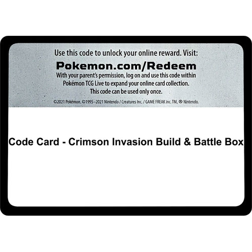 Code Card - Crimson Invasion Build & Battle Box (Miscellaneous Cards & Products) - PokéBox Australia