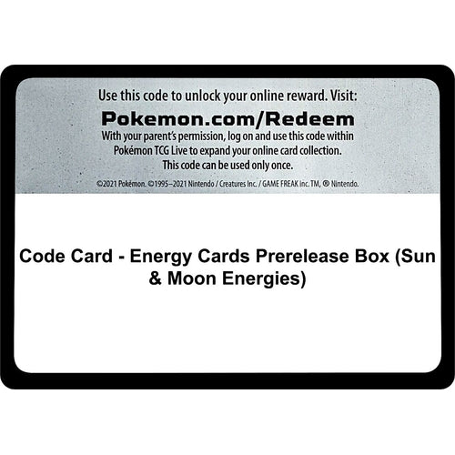 Code Card - Energy Cards Prerelease Box (Sun & Moon Energies) (Miscellaneous Cards & Products) - PokéBox Australia