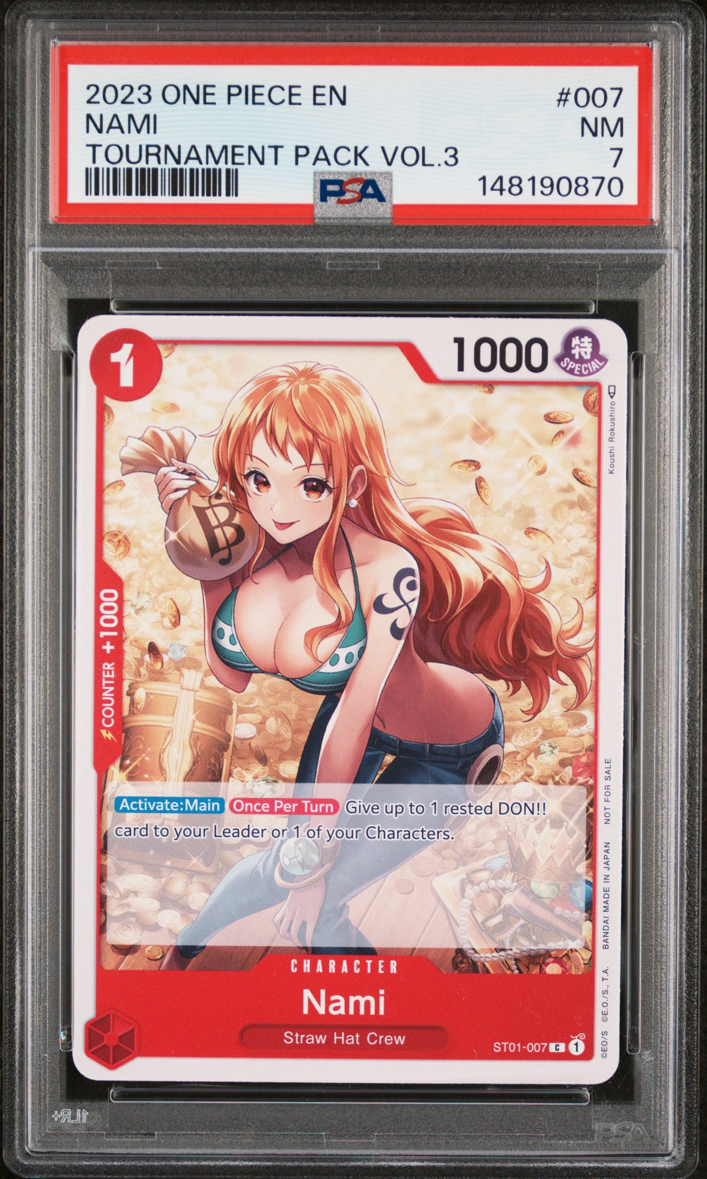 PSA NM 7 - 2023 ONE PIECE PROMOS #007 NAMI TOURNAMENT PACK VOL.3 - PokéBox Australia